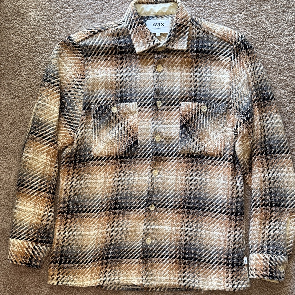 Wax Men's Brown Plaid Shirt Jacket